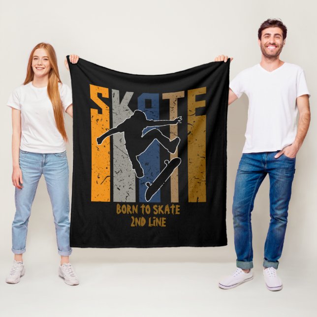Add Name or Your Text - SKATE Skateboarder         Fleece Blanket (In Situ)