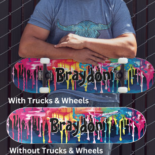 Add Name, Paint Drip Graffiti  Skateboard