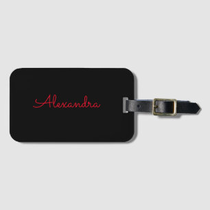 Add name Personalised black simple Luggage Tag