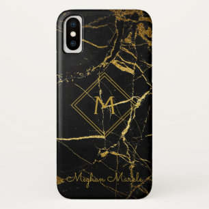Add name Personalised Modern Simple Black Marble Case-Mate iPhone Case