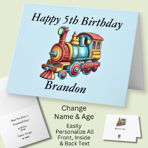 Add Name Personalize Steam Train Child Boy's Card