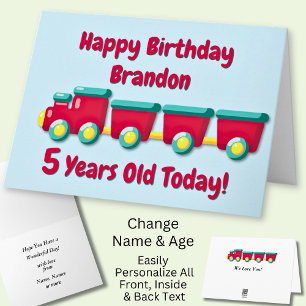Add Name Personalize Train Child Boy's Card