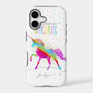 Add Name Personalized Gold Glitter Rainbow Unicorn