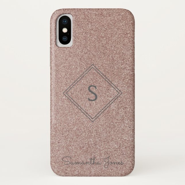 Add name Personalized Modern Elegant Glitter Case-Mate iPhone Case (Back)