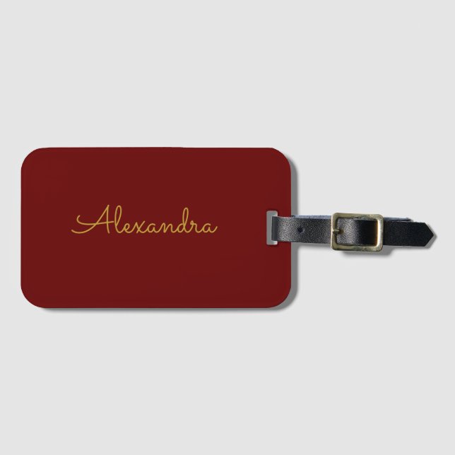Add name Personalized modern simple Gold Luggage Tag (Front Horizontal)