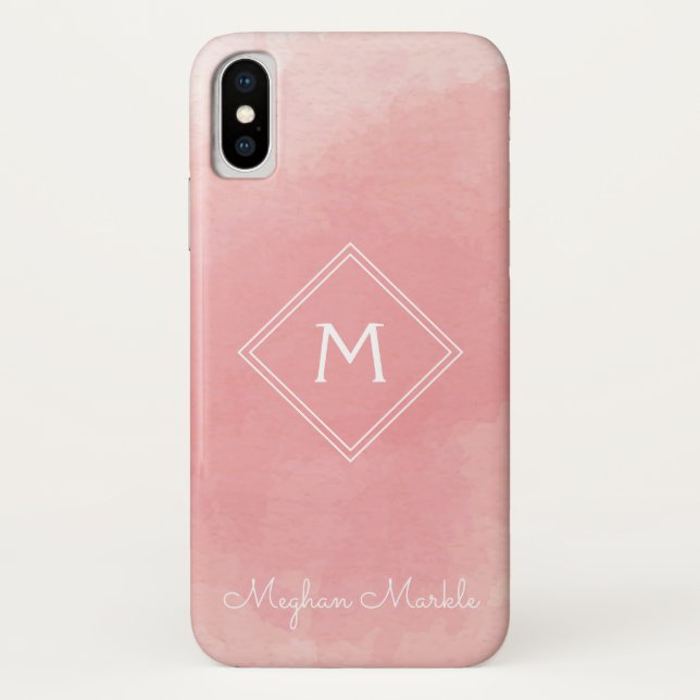 Add name Personalized Modern Simple Pink Case-Mate iPhone Case (Back)