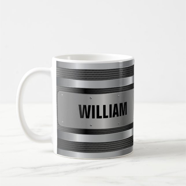 Add Name Personalized U V W X Y Z Metal Badge, Coffee Mug (Left)