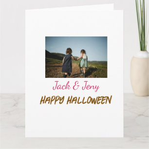 add name photo text Halloween kids girl boy Card