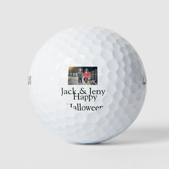 add name photo text Halloween kids girl boy Golf Balls (Front)