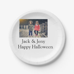 add name photo text Halloween kids girl boy Paper Plate