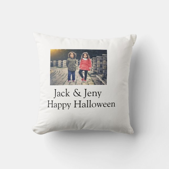 add name photo text Halloween kids girl boy Throw Pillow (Front)