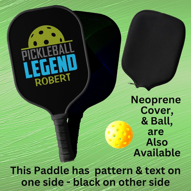 Add Name, Pickleball Legend Yellow Green Blue  Pickleball Paddle (Creator Uploaded)