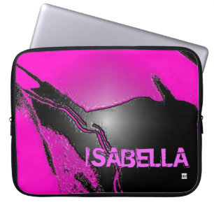 Add Name Pink Latex Emboss Laptop Zip Sleeve