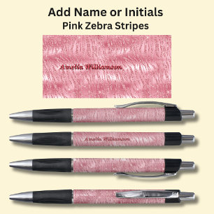 Add Name, Pink Zebra Stripes Pen