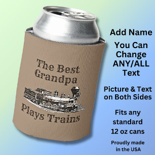 Add Name Plays Steam Train Grandpa Grandfather   Can Cooler
