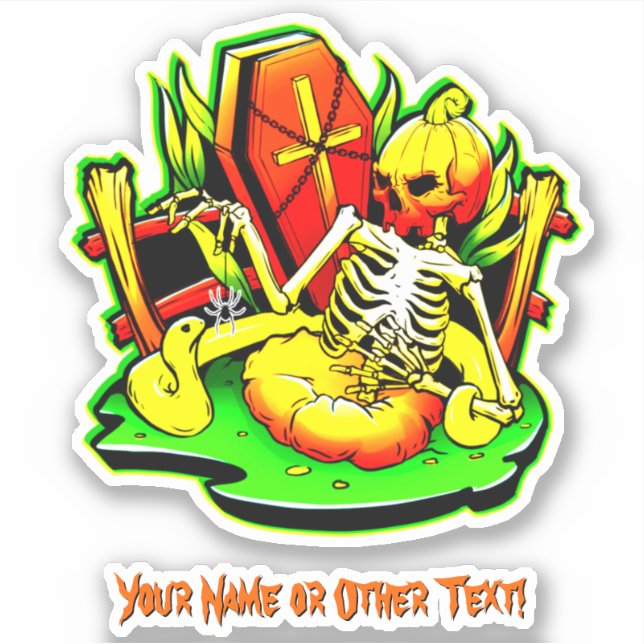 Add Name, Pumpkin Skeleton Snake Coffin Spider     (Front)