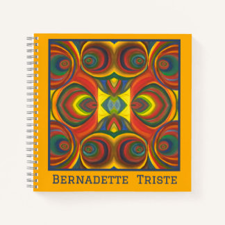 Add Name Red Yellow Orange Owl Inspired Pattern Notebook