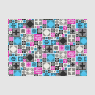 Add Name & Relationship Birthday Magenta & Blue Tissue Paper