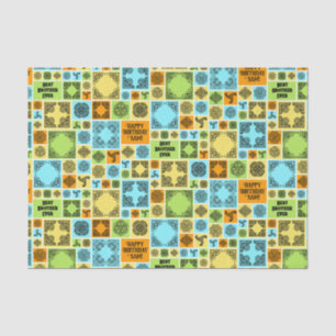 Add Name & Relationship Birthday Orange & Green Tissue Paper