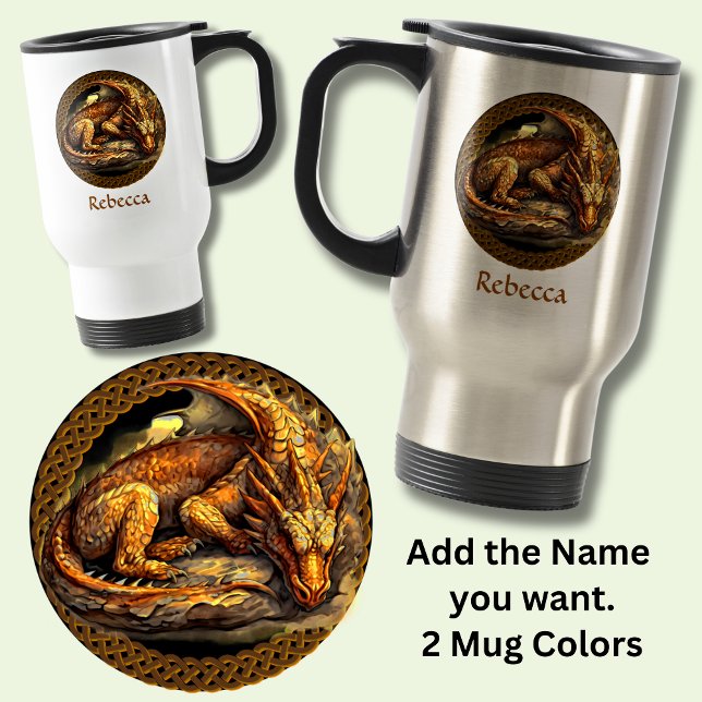 Add Name Resting Brown Dragon  Travel Mug (Creator Uploaded)