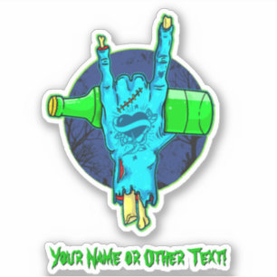 Add Name, Rock On Zombie Monster Hand with Bottle