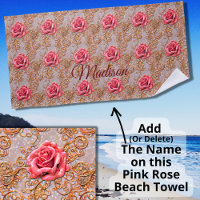 Add Name, Rose Gold Lace Roses 