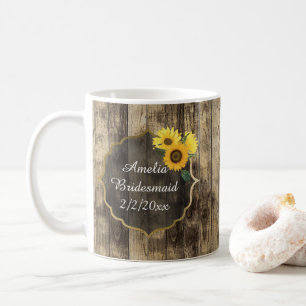 add name Rustic Wedding Bridesmaid sunflower Coffee Mug