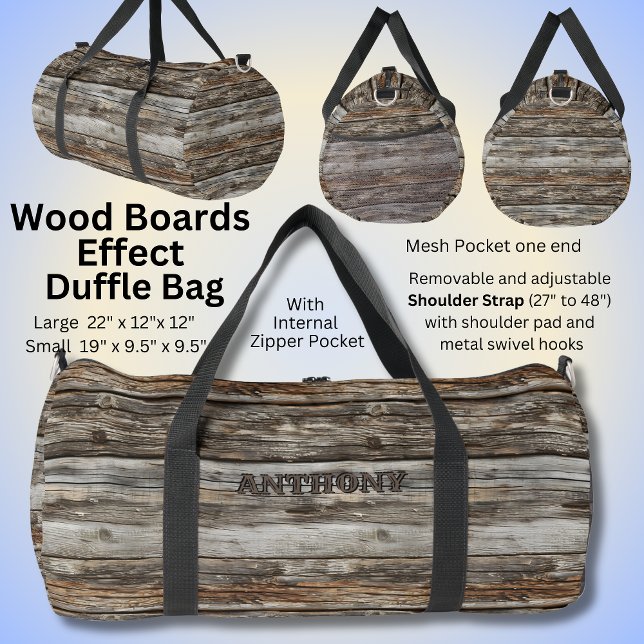 Add Name, Rustic Wood  Duffle Bag (Creator Uploaded)