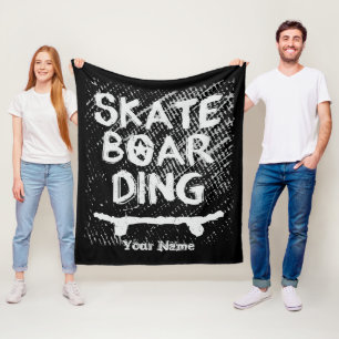 Add Name Scratched Skateboarding                   Fleece Blanket