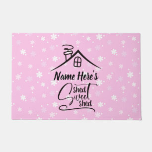 Add Name Shed Sweet Shed Pink White Floral         Doormat