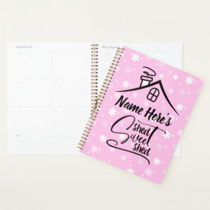 Add Name Shed Sweet Shed Pink White Floral Planner