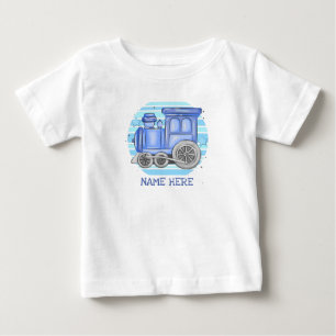 Add Name Steam Train Engine Baby Bodysuit
