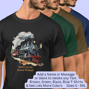 Add Name Steam Train Engine Locomotive Painting  T-Shirt