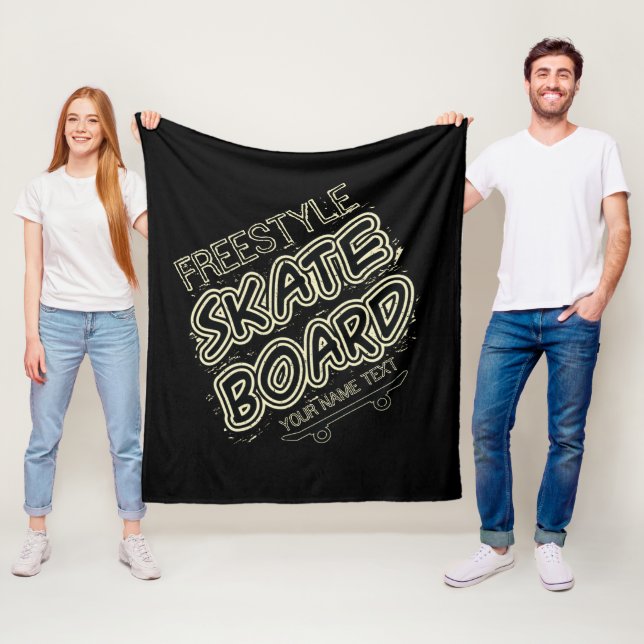 Add Name Style City Text Freestyle Skate Board     Fleece Blanket (In Situ)