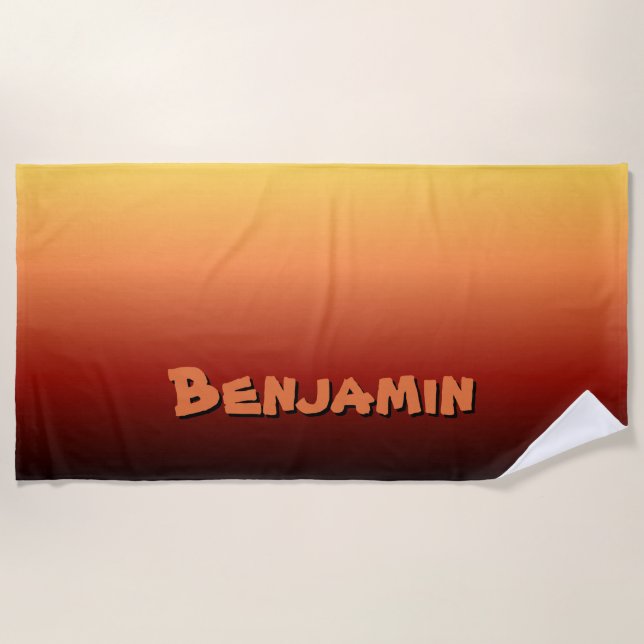 Add Name, Sunset Colours Gradient  Beach Towel (Front)