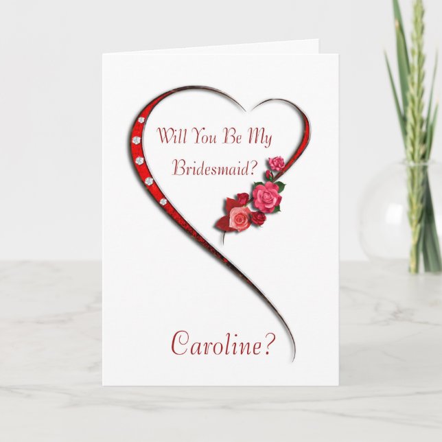 Add name, Swirling heart Bridesmaid invite (Front)