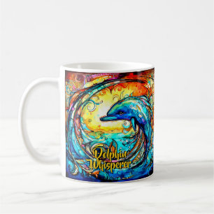 Add Name Text Abstract Dolphin Swimming in Wave Coffee Mug