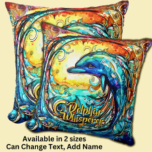 Add Name Text Abstract Dolphin Swimming in Wave    Throw Pillow
