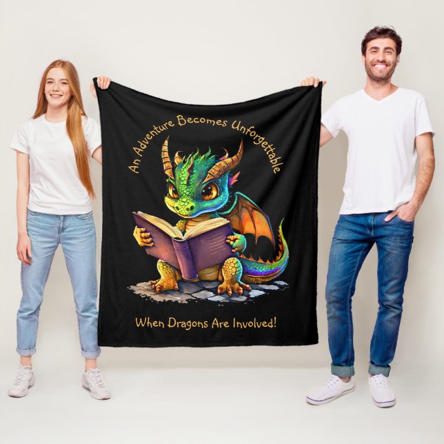 Add Name Text, Adventure Unforgettable, Dragons Fleece Blanket (In Situ)