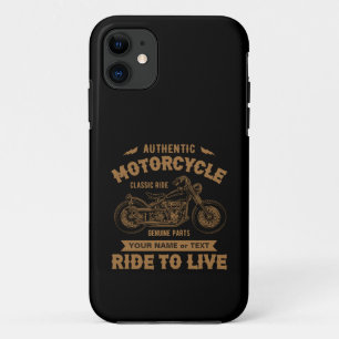 Add Name Text,  Authentic Motorcycle Classic Ride  iPhone 11 Case