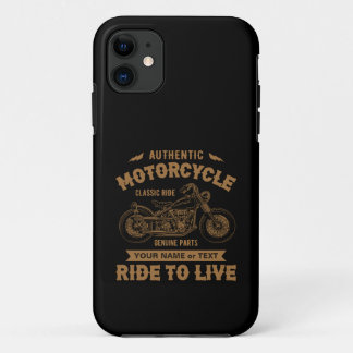 Add Name Text,  Authentic Motorcycle Classic Ride  iPhone 11 Case