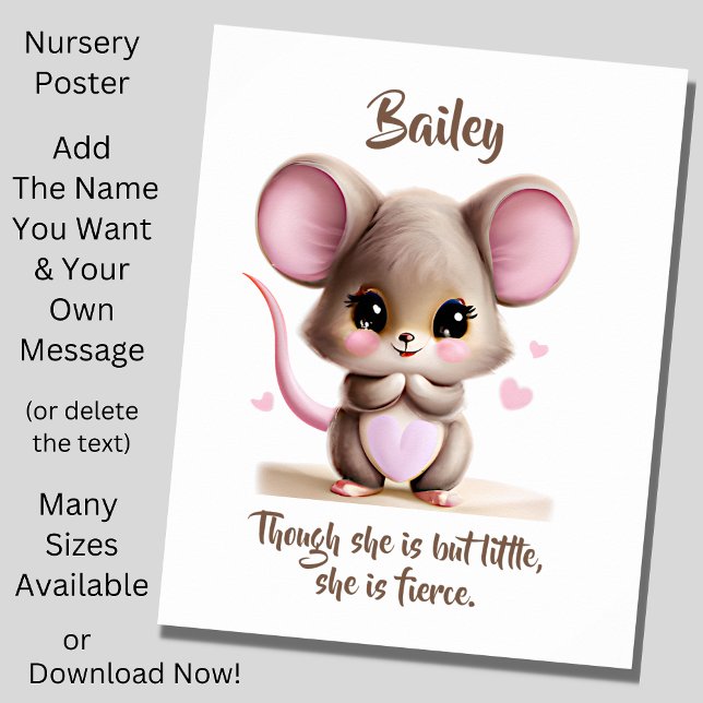 Add Name Text, Baby Mouse with Big Ears on White Poster (Creator Uploaded)