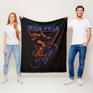 Add Name Text BMX Extreme Freestyle Red Geometric Fleece Blanket