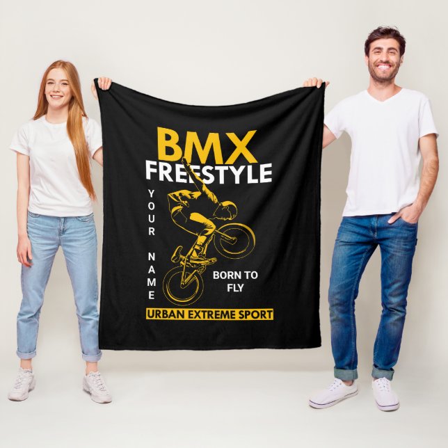 Add Name Text BMX Freestyle Urban Extreme Sport    Fleece Blanket (In Situ)