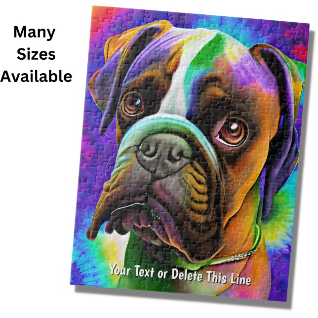Add Name Text, Boxer Dog Adorable Eyes Painting Jigsaw Puzzle (Creator Uploaded)