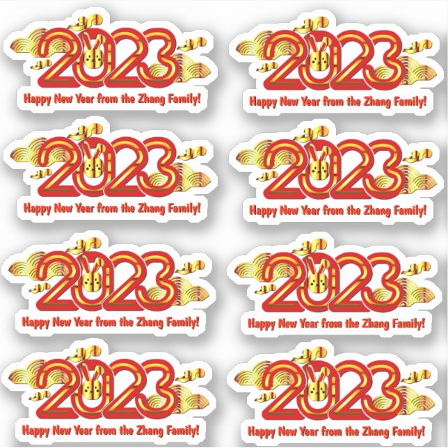 Add Name Text Chinese New Year 2023 Year of Rabbit (Front)