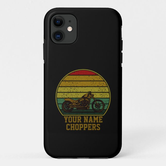 Add Name Text Chopper Motorcycle Retro Sunset      Case-Mate iPhone Case (Back)