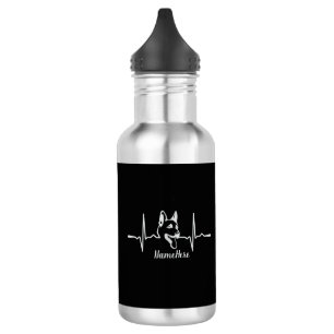 Add Name Text, German Shepherd Heartbeat on Black 532 Ml Water Bottle