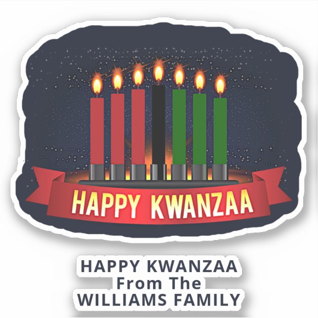 Add Name Text, Happy Kwanzaa 7 Candles Kiss Cut  (Front)