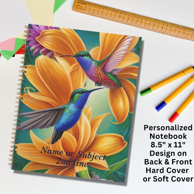 Add Name Text, Humming Birds on Orange Blossoms  Notebook (Creator Uploaded)